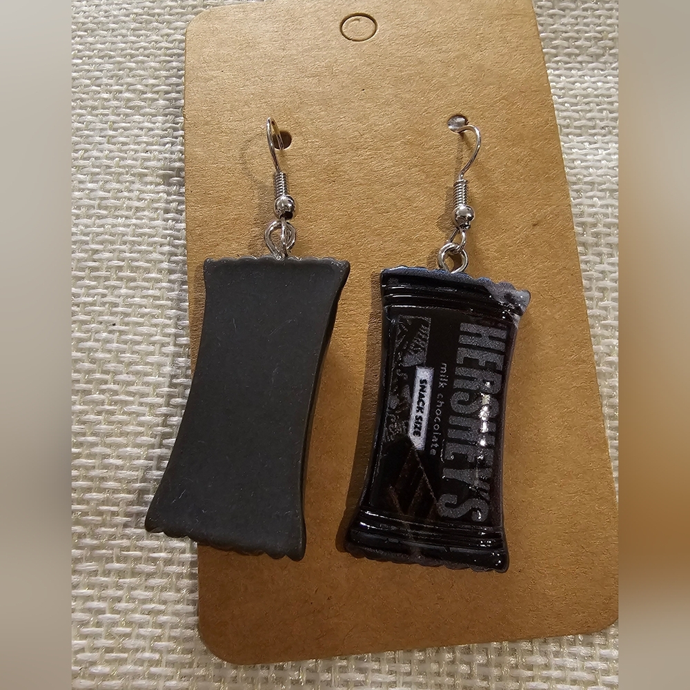 Chocolate Candy Bar Earrings - Black NWOT - Picture 5 of 7